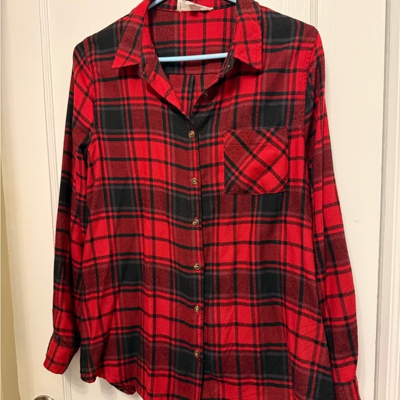 Hippie Rose Red and Black Plaid Shirt - Picture 3 of 5